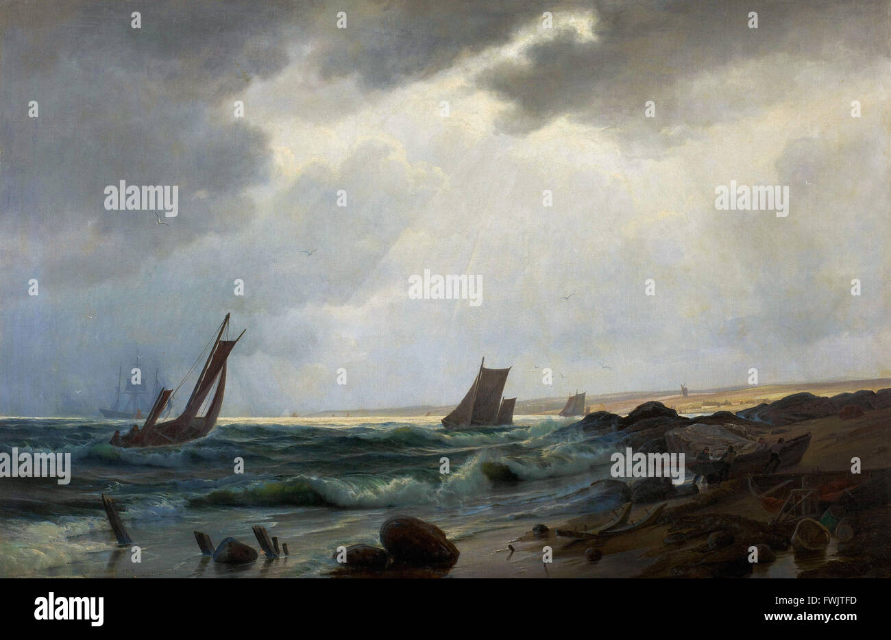 Holger Drachmann - escena costera norte de Bornholms Aarsdale - Kunstmuseum Foto de stock
