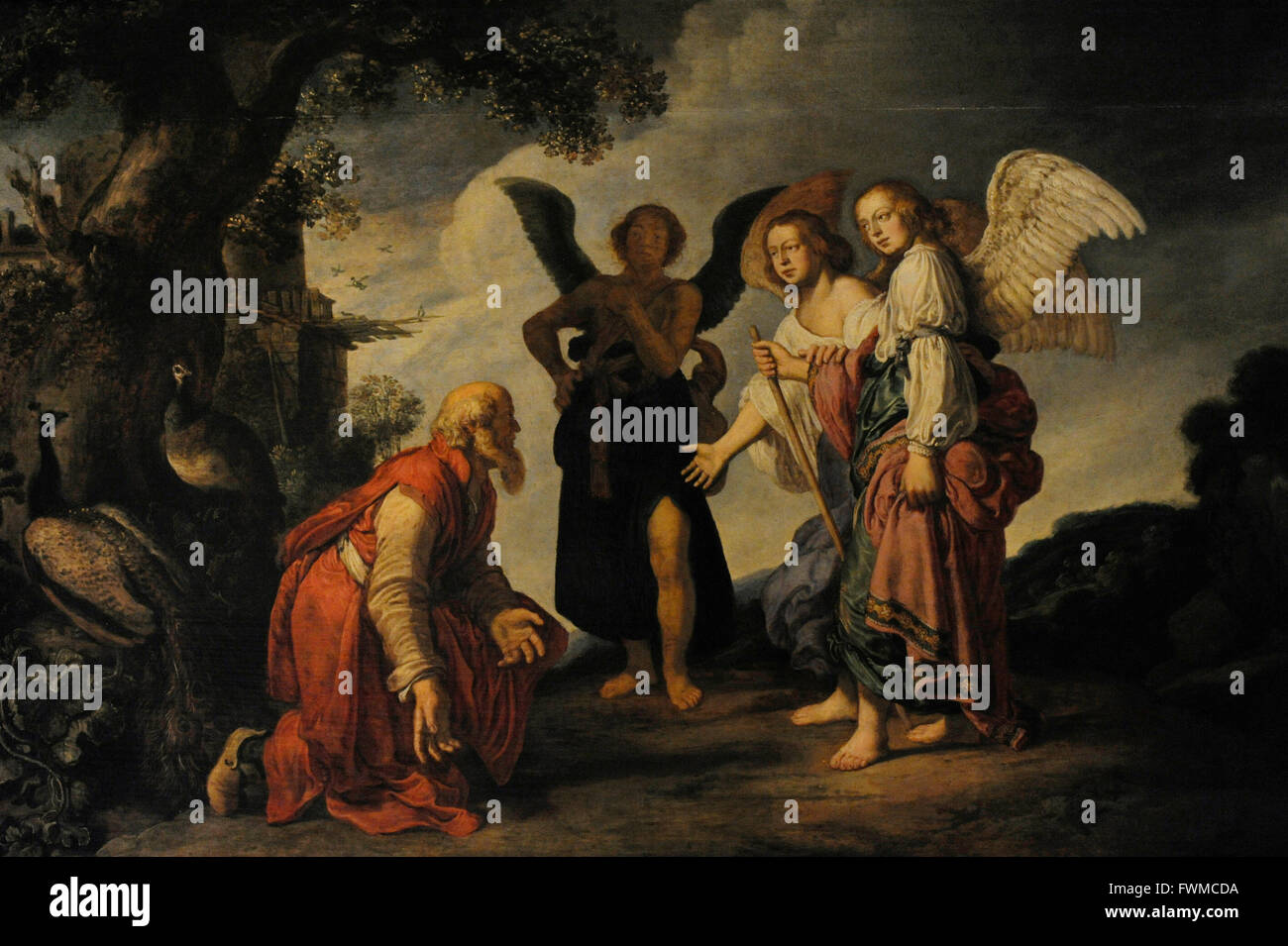 Pieter Lastman (1583-1633). Pintor holandés. Abraham y los tres ángeles, 1621. El Museo Estatal del Hermitage. San Petersburgo. Rusia. Foto de stock