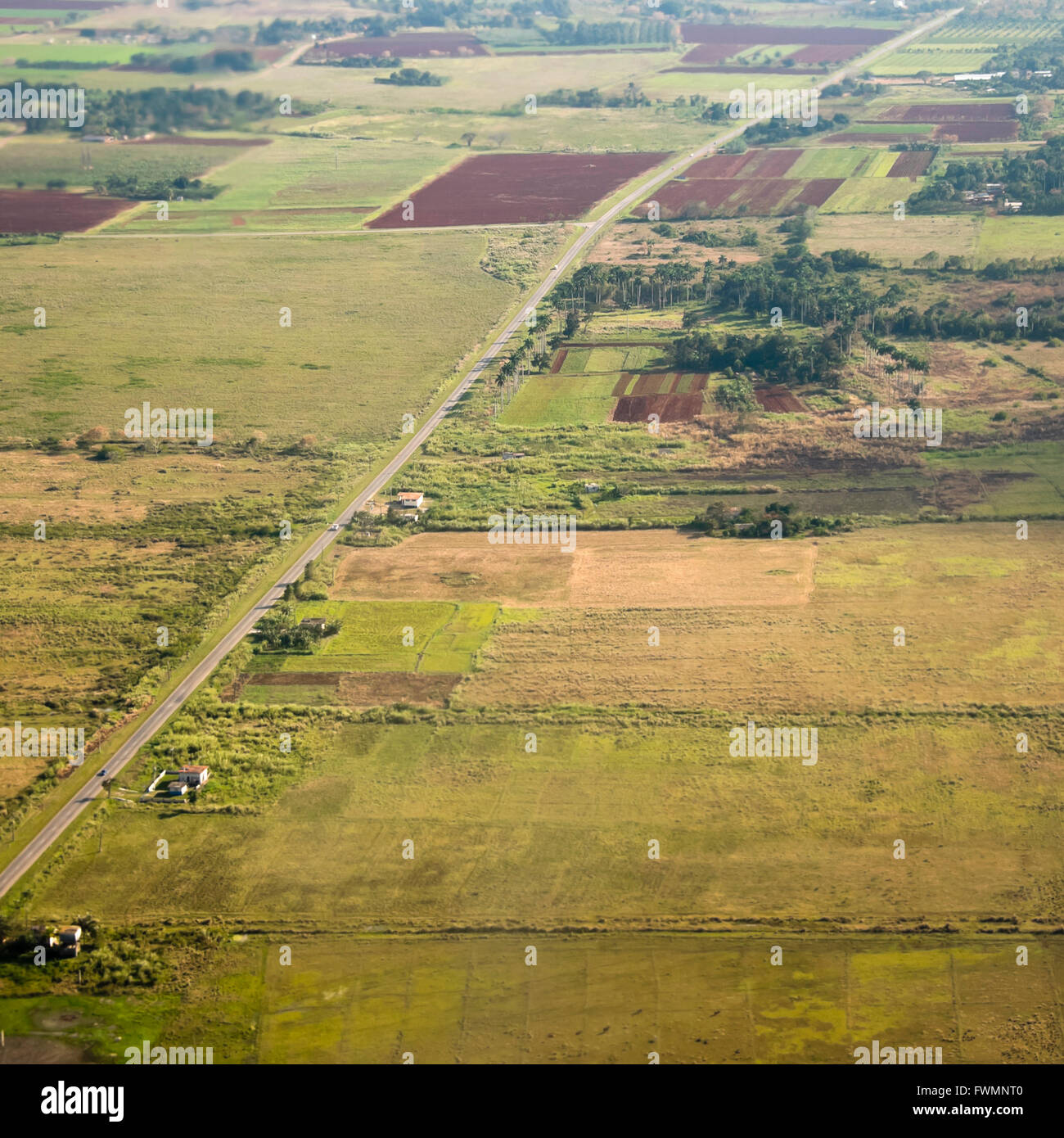 Vista aérea vertical del campo en Cuba. Foto de stock