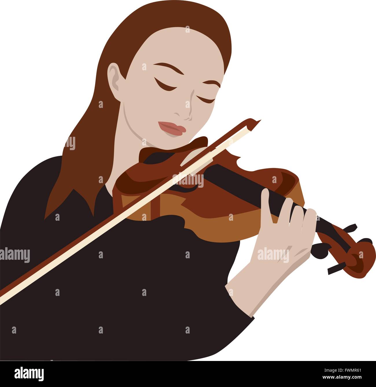 Mujer tocando el violín, vector aislado Imagen Vector de stock - Alamy