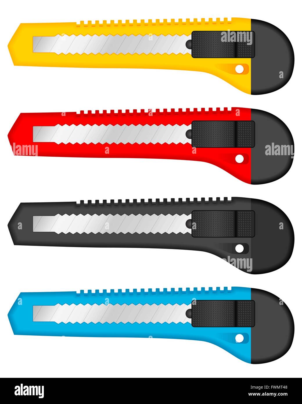 Papel de oficina set de cuchillos sobre fondo blanco. Ilustración vectorial. Ilustración del Vector