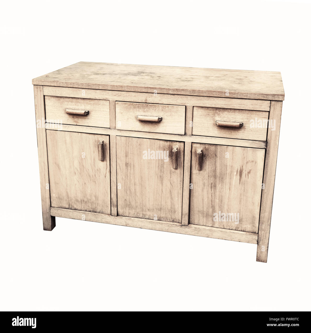 Muebles de cajones de madera antigua aislado sobre fondo blanco