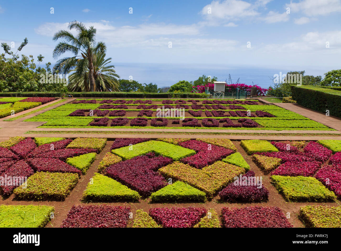 Jardín botánico tropical en la ciudad de Funchal, Madeira, Portugal Foto de stock