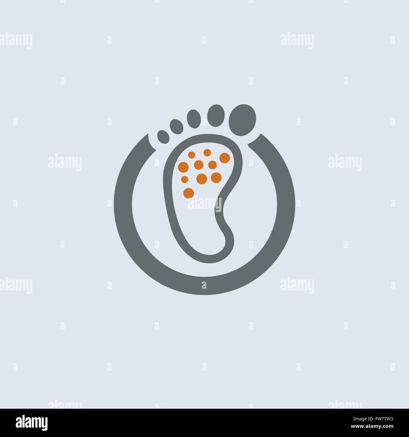 Gris-naranja picazón en pie con erupción cutánea Round icono web Ilustración del Vector