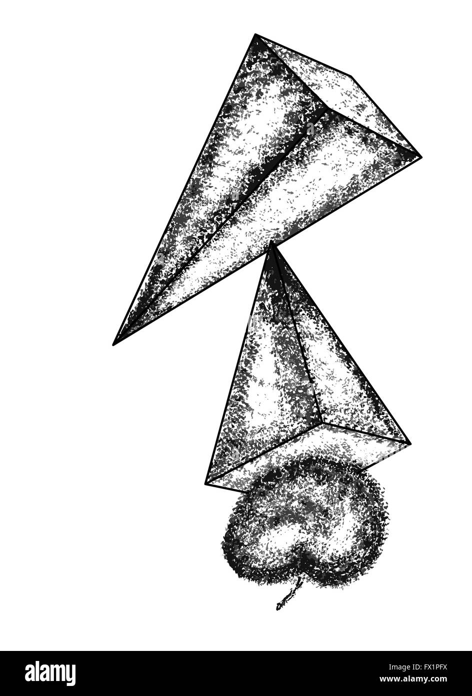 Pirámide sobre un fondo blanco. Resumen de diseño vectorial en el cubismo estilo, puede usar tarjetas de carteles, pegatinas, ilustraciones como dec Ilustración del Vector