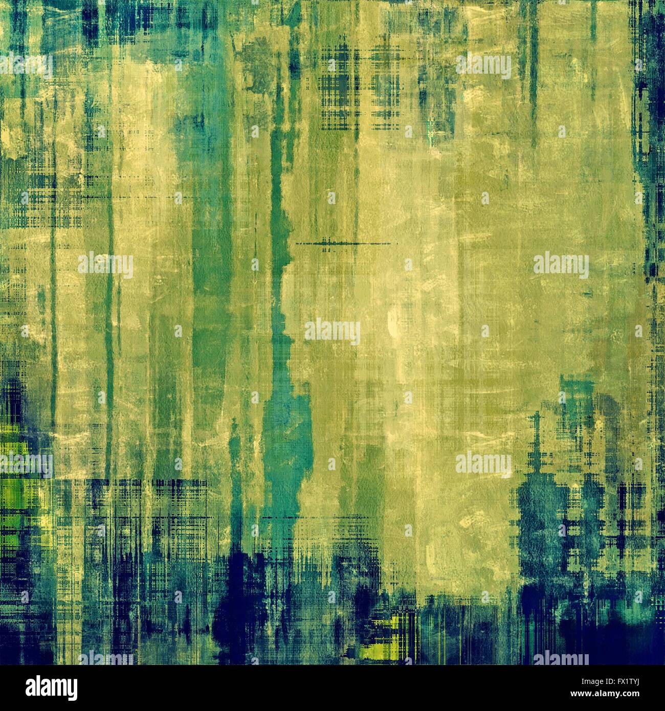 Envejecimiento textura grunge, vieja ilustración. Con diferentes patrones de color: amarillo (beige), azul, verde, cian Foto de stock