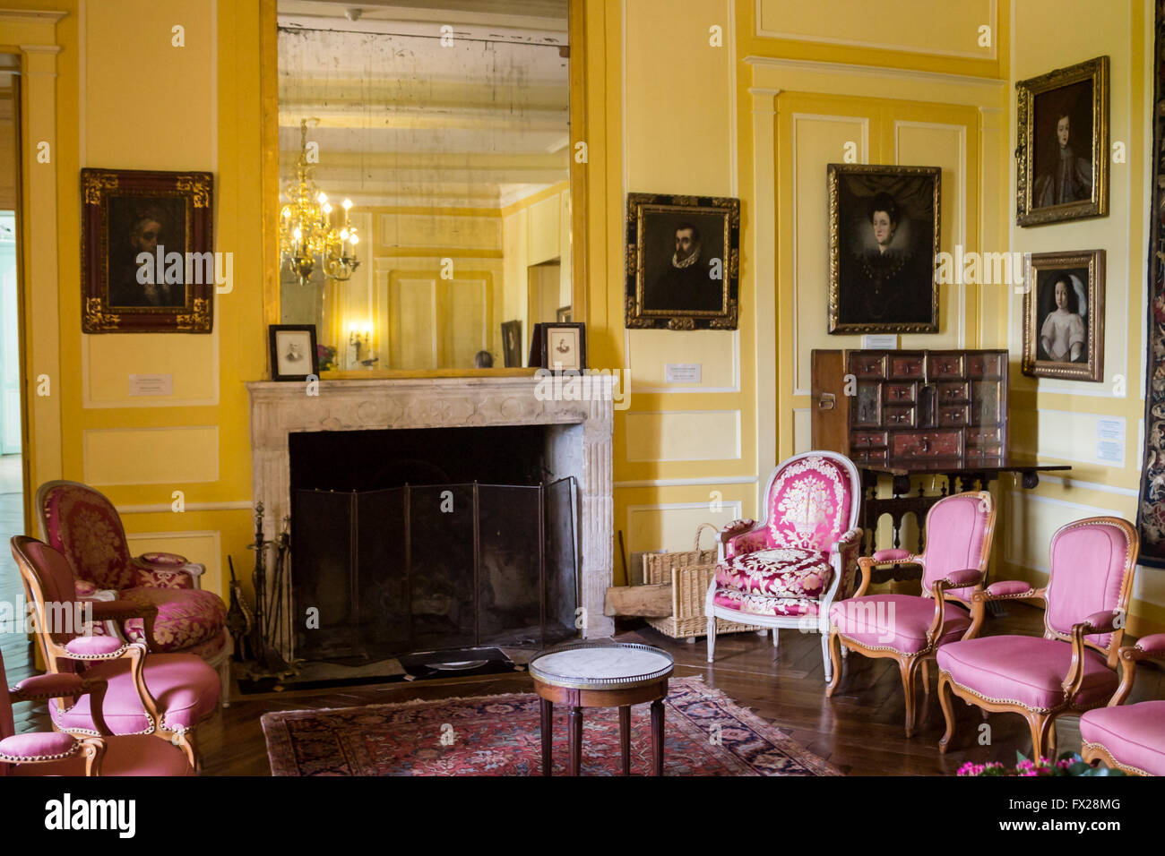 Chateau Comedor Villandry Valle del Loira Francia Foto de stock