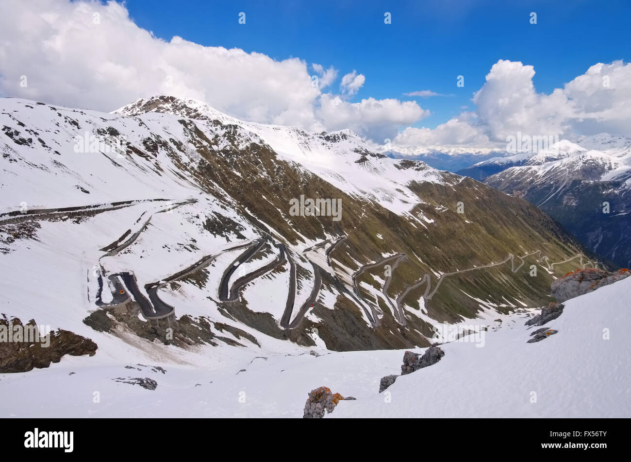 Stilfser Joch im Winter, Südtirol - Stelvio Pass en invierno, Tirol del Sur en Italia Foto de stock