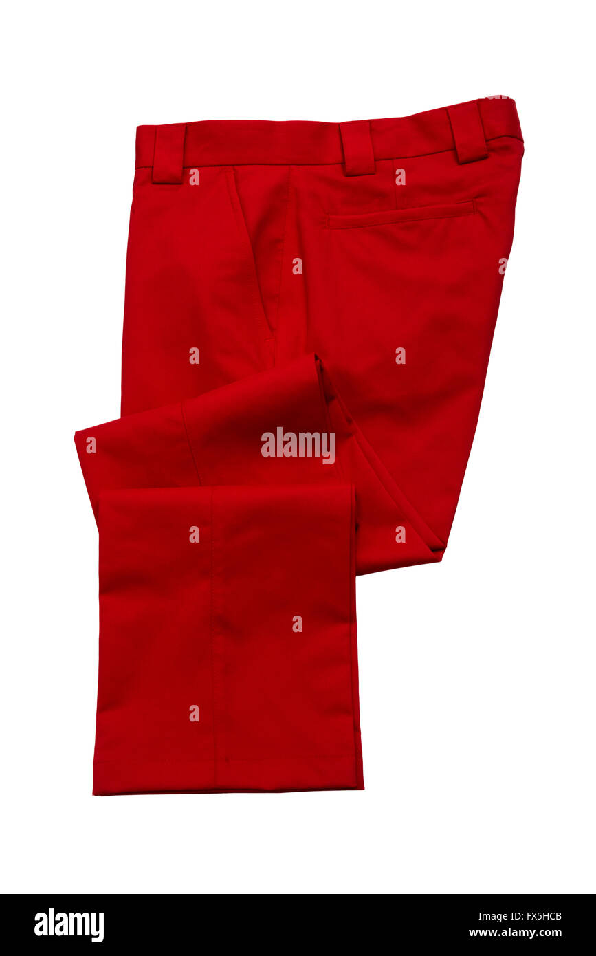 Pantalones de color rojo, pantalones Foto de stock