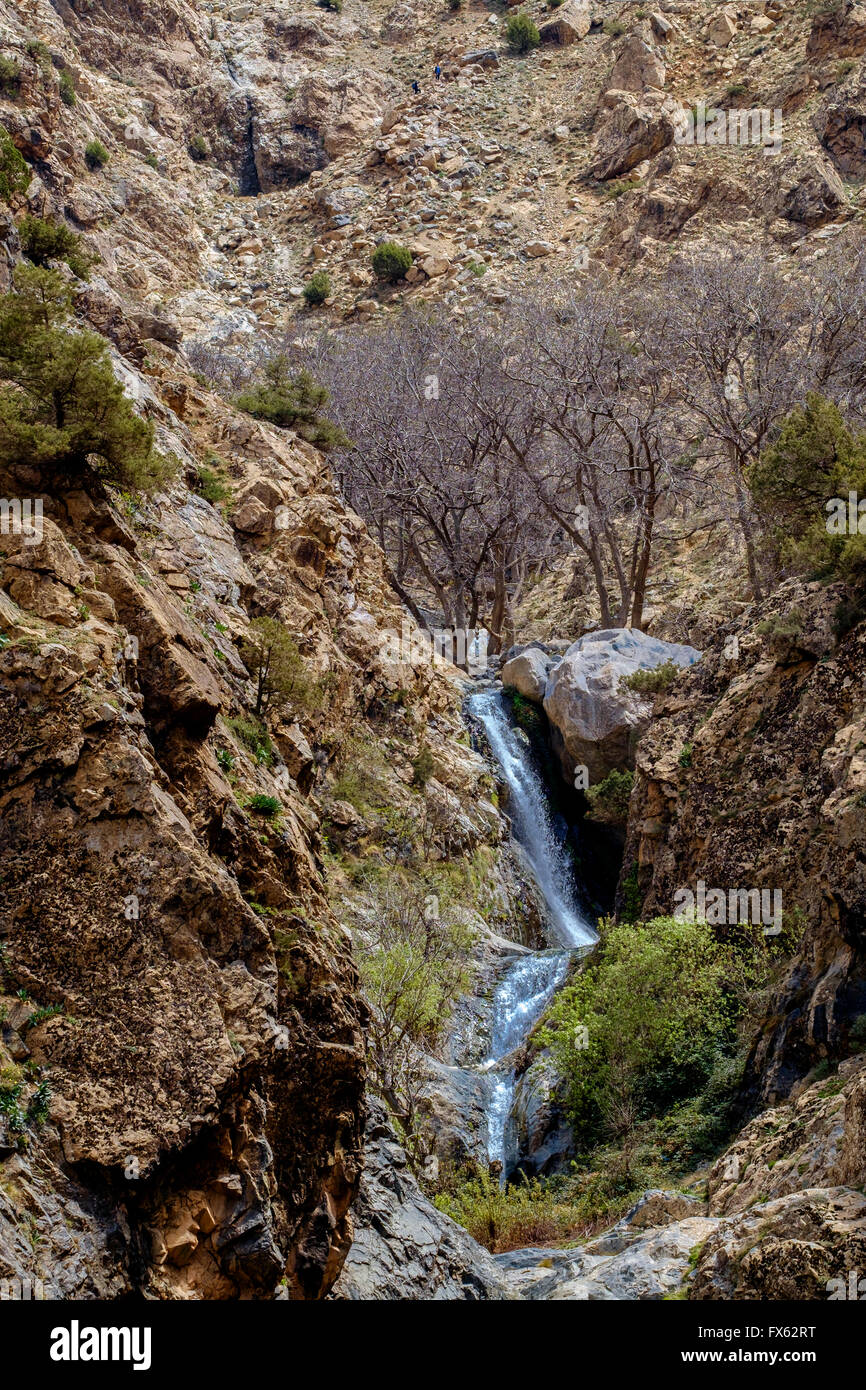 La Setti-Fatma cascada (Cascada de Setti Fatma o cascadas Ourika) en el valle de Ourika, Marruecos, Norte de África Foto de stock