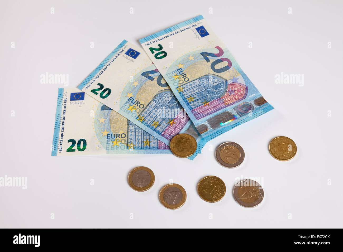 Los billetes de banco, de veinte euros, fecha de publicación 25/11/2015 monedas Foto de stock
