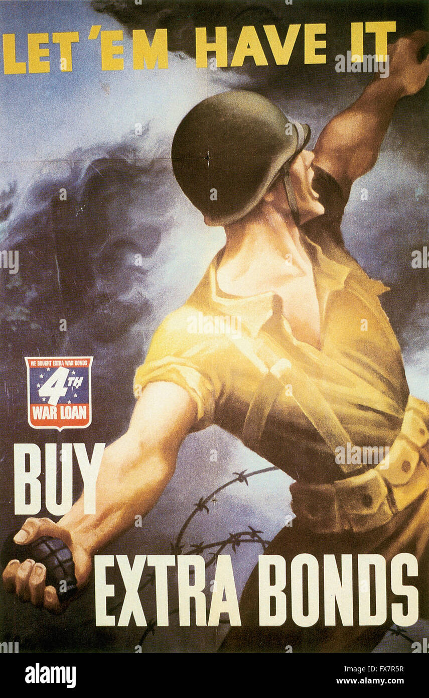 - Segunda Guerra Mundial - cartel propagandístico en EE.UU. Foto de stock
