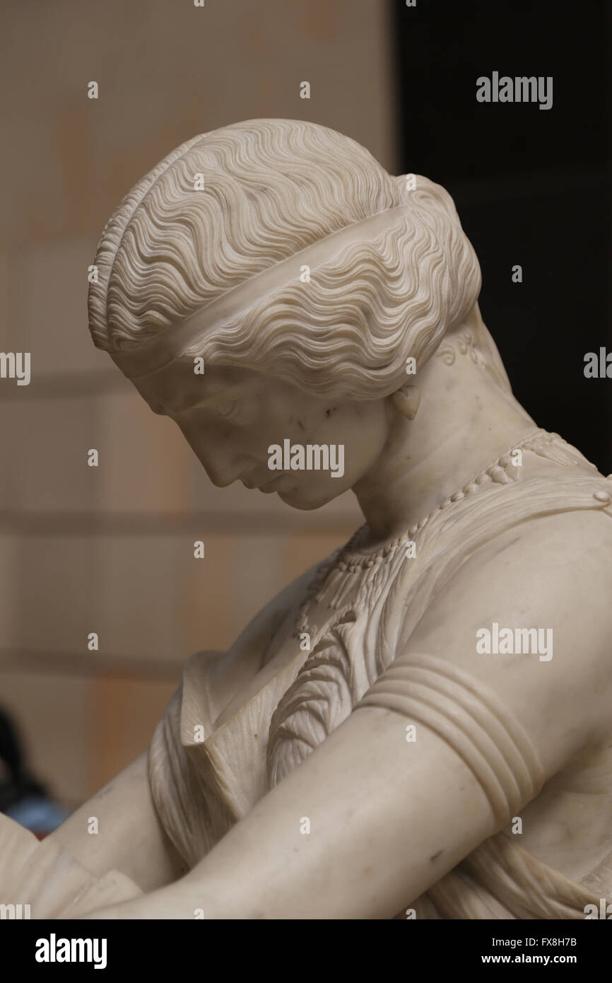 La poetisa Sappho, 1852. Estatua de mármol por James Pradier (1790-1852). Museo de Orsay. París. Francia. Foto de stock