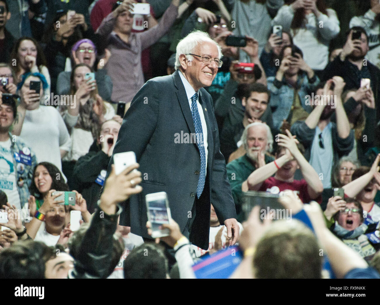 Philadelphia, PA, USA. El 6 de abril, 2016. Bernie Sanders Campañas en el Liacouras Center de la Universidad de Temple. Foto de stock