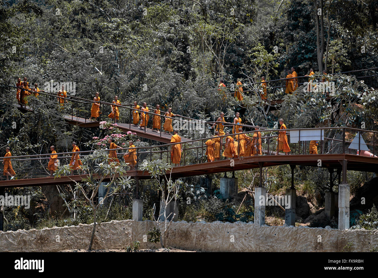 Tailandia monjes en una jungla de retiro. S. E. Asia Foto de stock