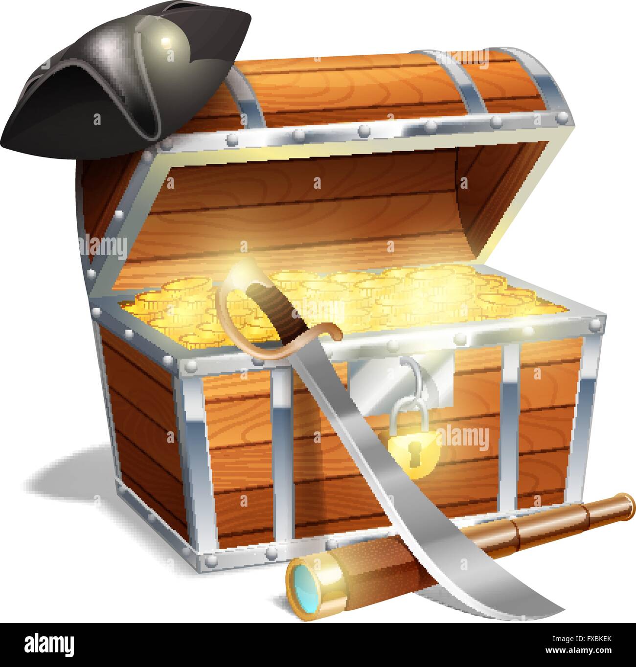 Cofre del tesoro pirata ilustración Imagen Vector de stock - Alamy