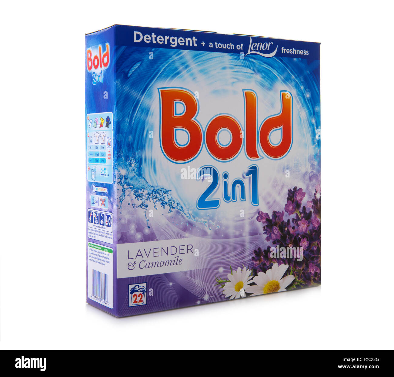 Paquete de Bold 2 en 1 de lavanda y manzanilla detergente y suavizante, Bold es fabricado por Procter & Gamble Foto de stock