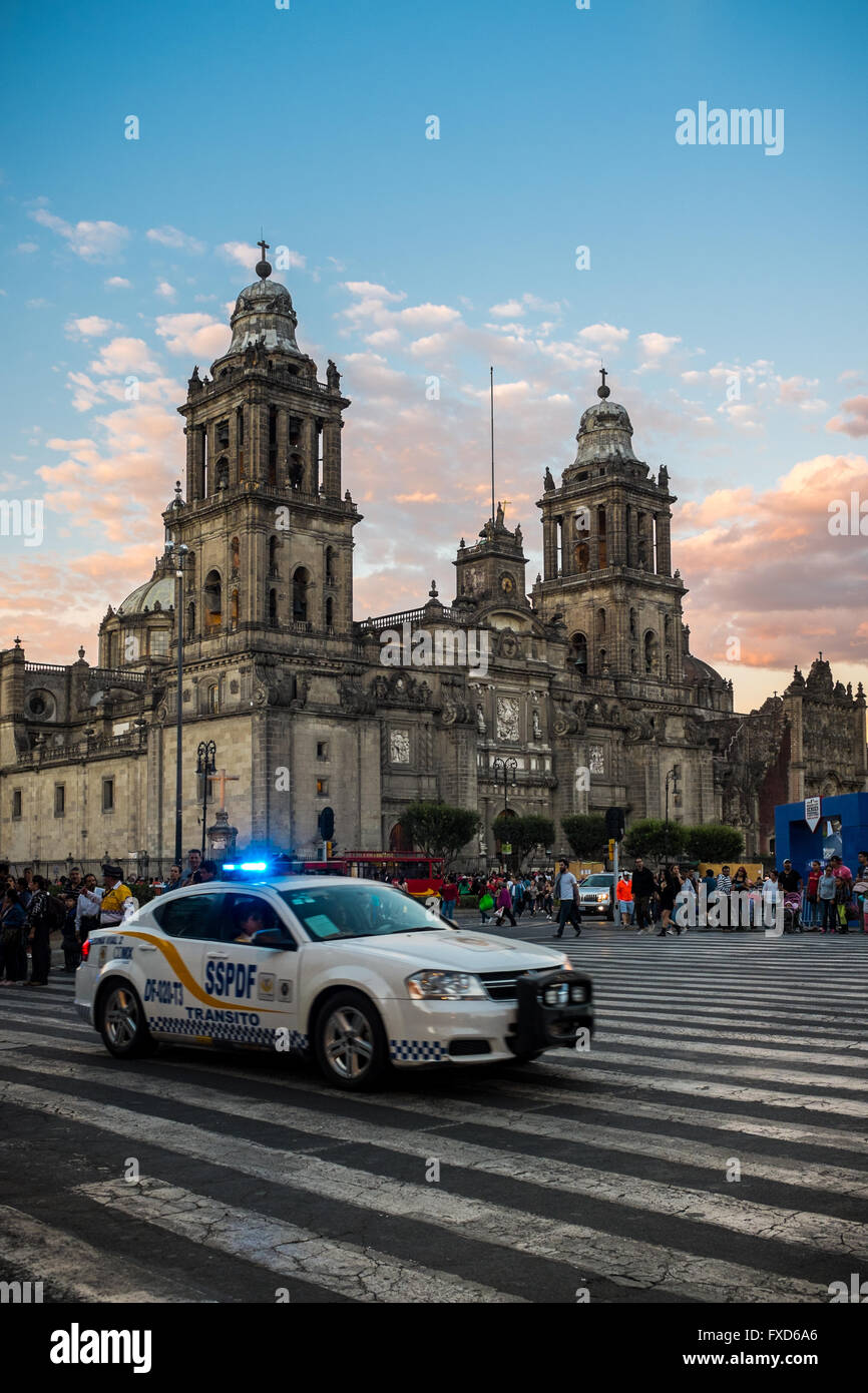 Plaza de la Constitución (Zócalo y la Catedral) en la Ciudad de México Foto de stock