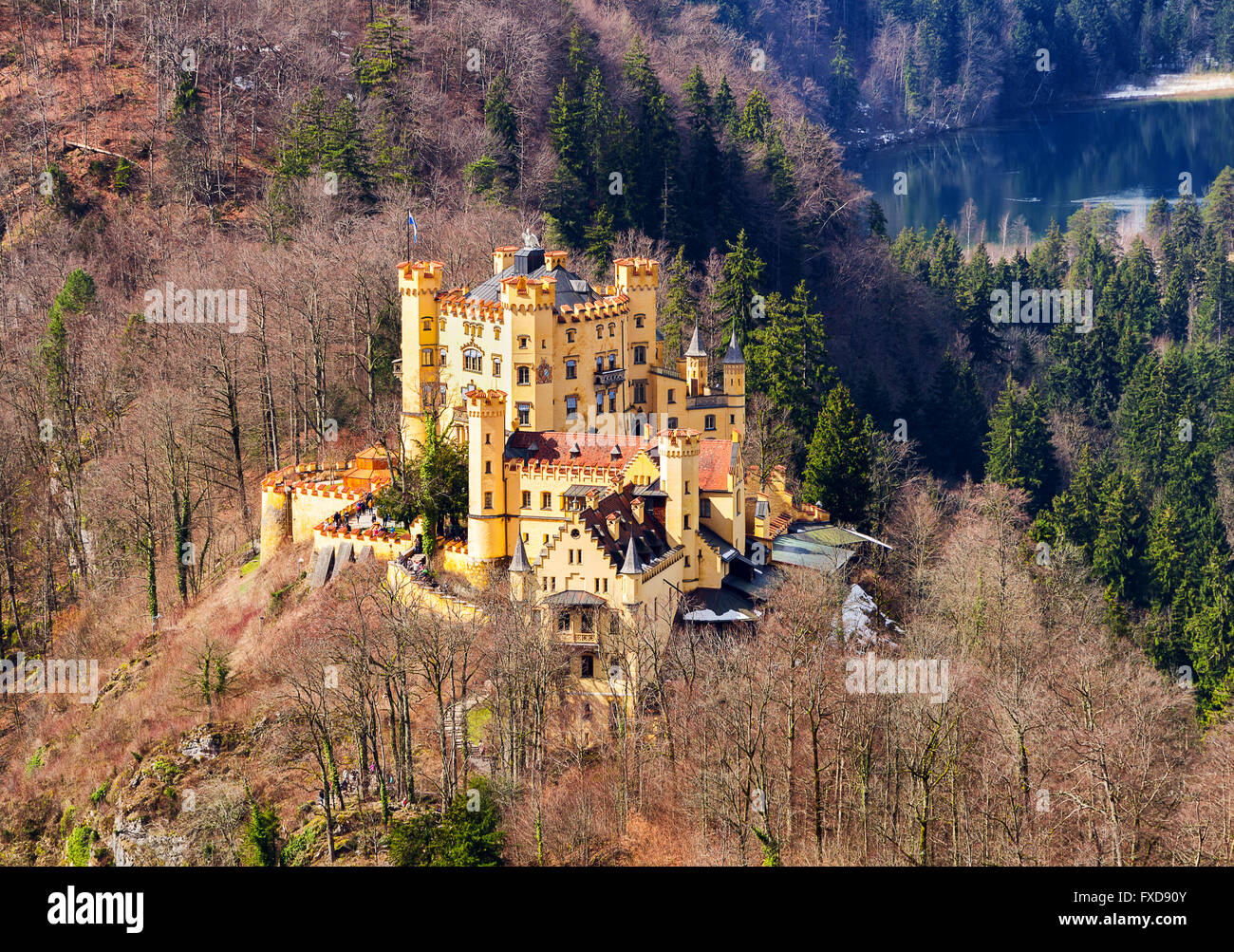 Castillo Hohenschwangau Schloss (palacio) del Condado de alta Swan, Fussen, Baviera, Alemania Foto de stock