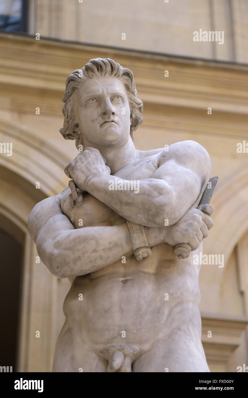 Espartaco (111-71 a.C.). Gladiador tracio. Escapado esclavo líderes en la tercera oreja servil. Estatua de Denis Foyatier, 1830 Foto de stock