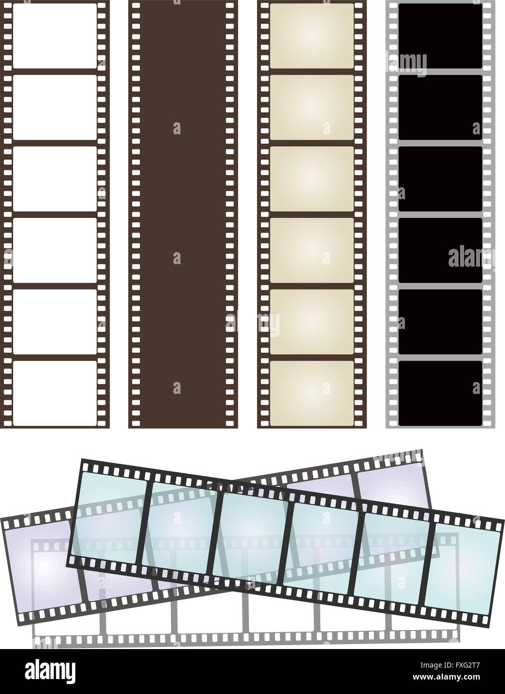 Conjunto de diversos tipos de tiras de película en blanco para su diseño ilustración vectorial. Ilustración del Vector