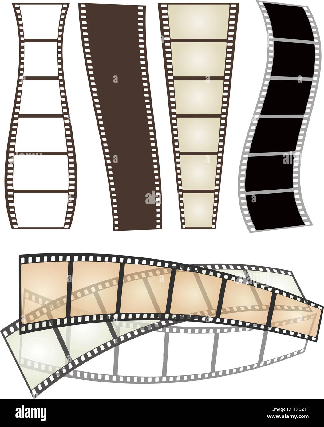 Conjunto de diversos tipos y formas de las tiras de película en blanco para su diseño ilustración vectorial. Ilustración del Vector