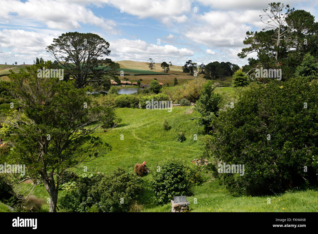 La comarca. Película de Hobbiton en Nueva Zelanda Foto de stock