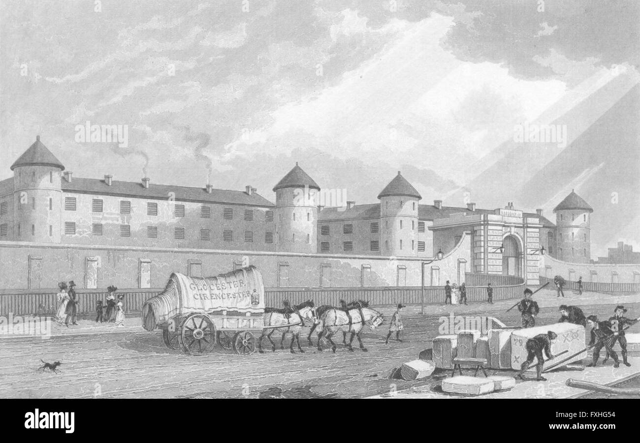Londres: la penitenciaría, Millbank, Westminster, grabado antiguo 1829 Foto de stock