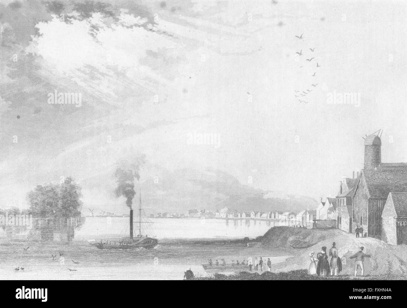 LINCS: Ferry, Trent: Saunders, un antiguo barco de vapor imprimir 1836 Foto de stock