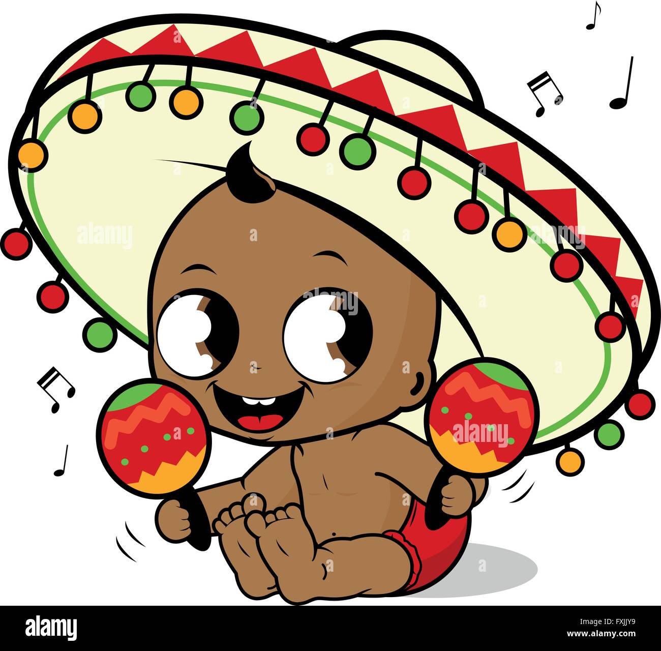 Baby Boy Mariachi Tocando Las Maracas Pagina Para Colorear Imagen Vector De Stock Alamy