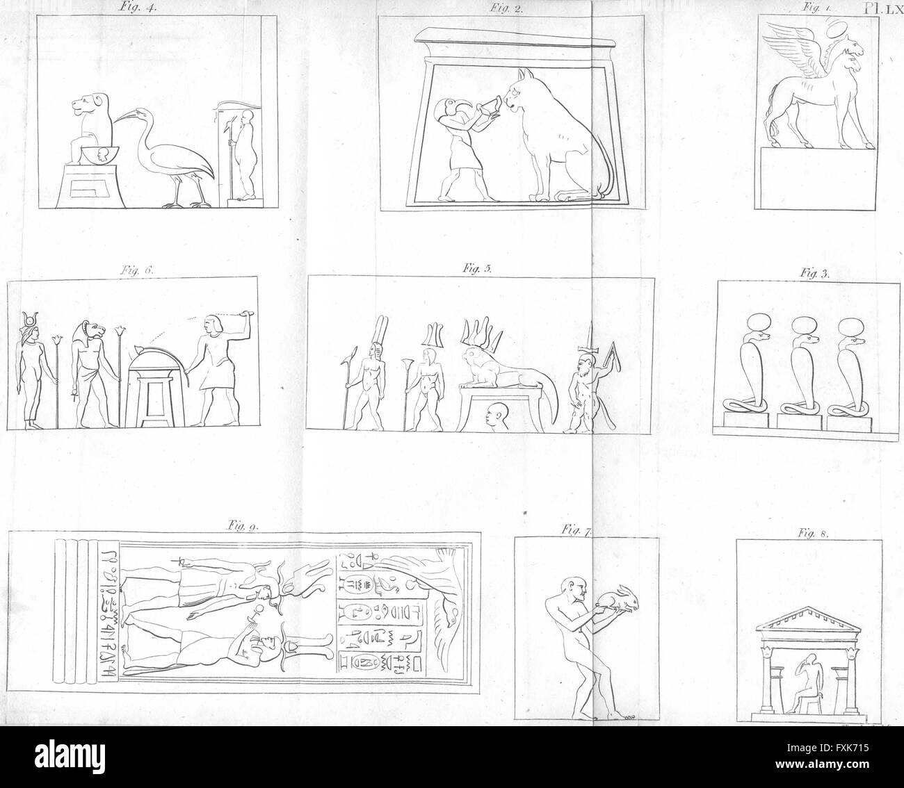Egipto: Pharoes jeroglíficos jeroglíficos, grabado antiguo c1800 Foto de stock