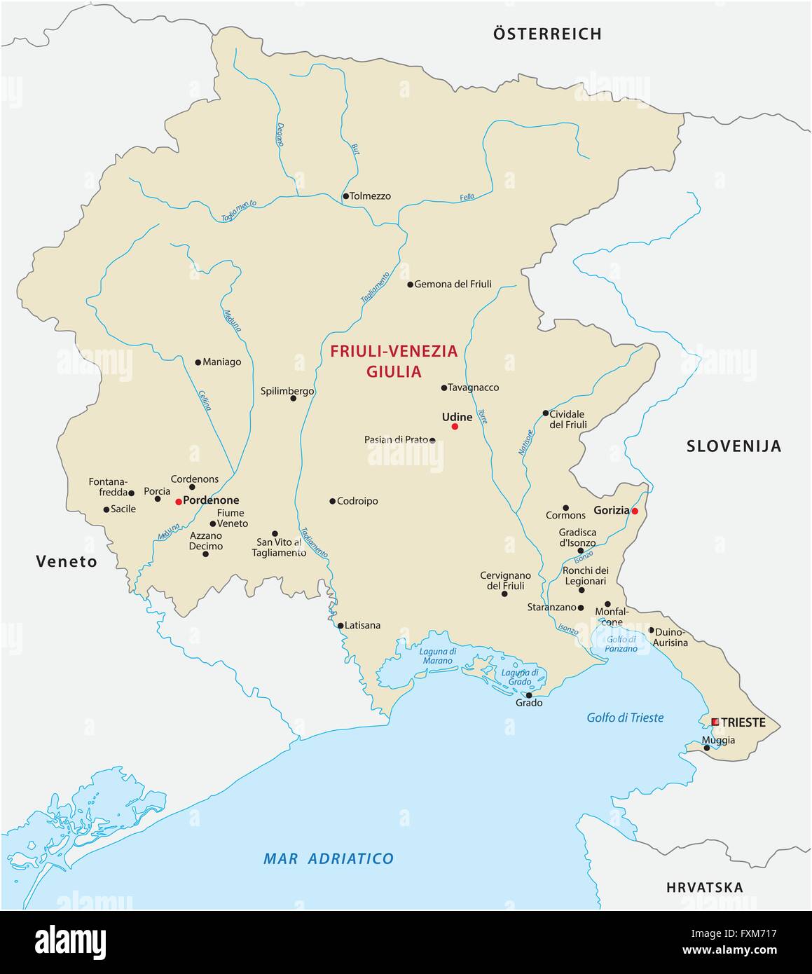 Friuli venezia giulia mapa Imágenes vectoriales de stock Alamy