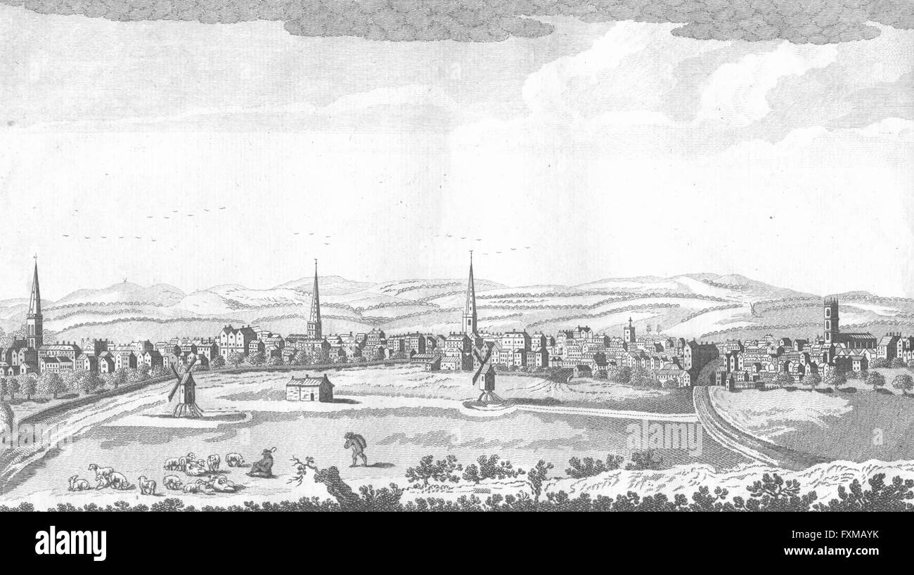 LEICESTER: Perspectiva, en Leicestershire: vista de impresión antigua, 1771 Foto de stock
