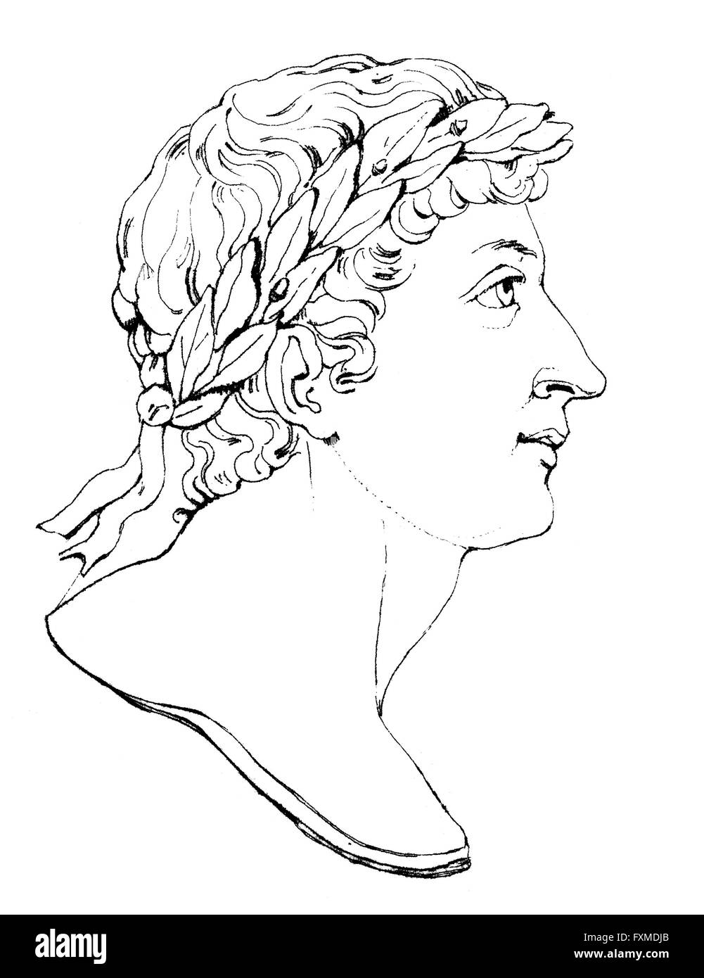 Publius Ovidius Naso u Ovidio, 43 BC - 17, un poeta romano, Publius Ovidius Naso oder Ovidio, 43 v. Chr. - 17 n. Chr., ein römischer D Foto de stock