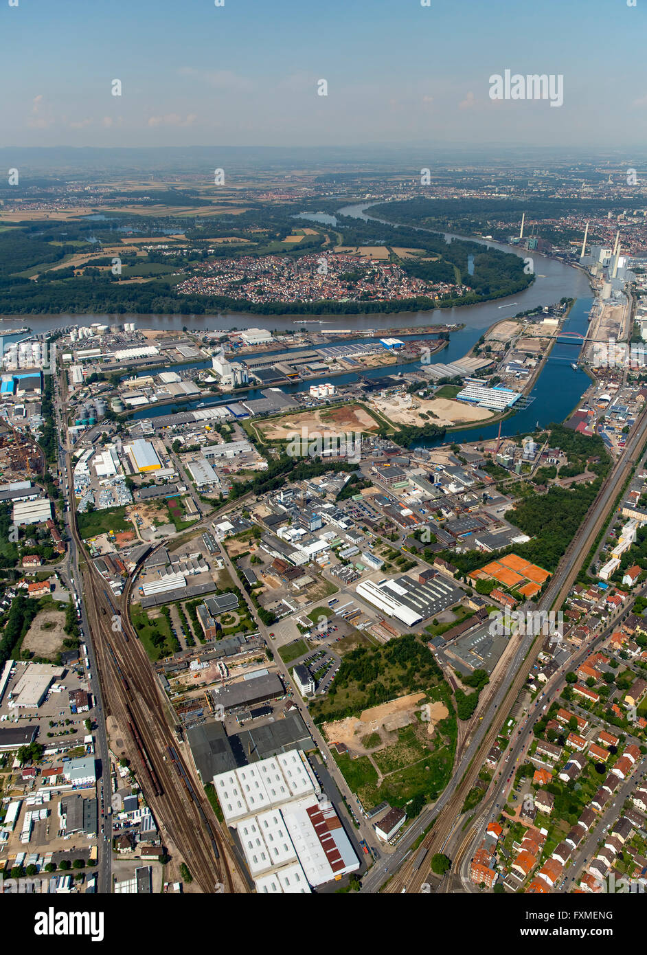 Vista aérea, Rheinchemie Rheinau Harbour, Rhein Mannheim, Mannheim, Baden-Württemberg, Alemania, Europa, vista aérea, Foto de stock
