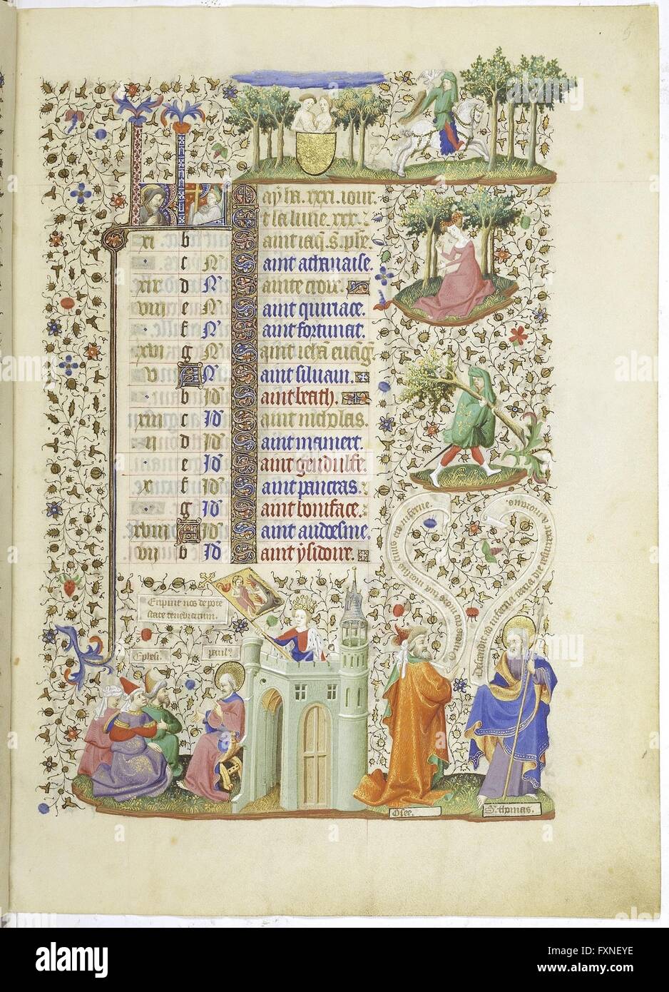 Cod. 1855, fol. 5r: Livre d'Heures: Kalenderseite zu AMI Foto de stock