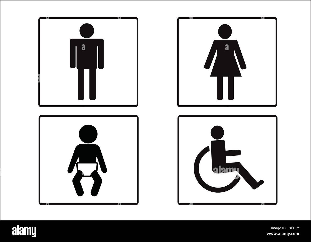 Símbolo de baño de hombre, mujer y niño de discapacidad Imagen Vector de  stock - Alamy