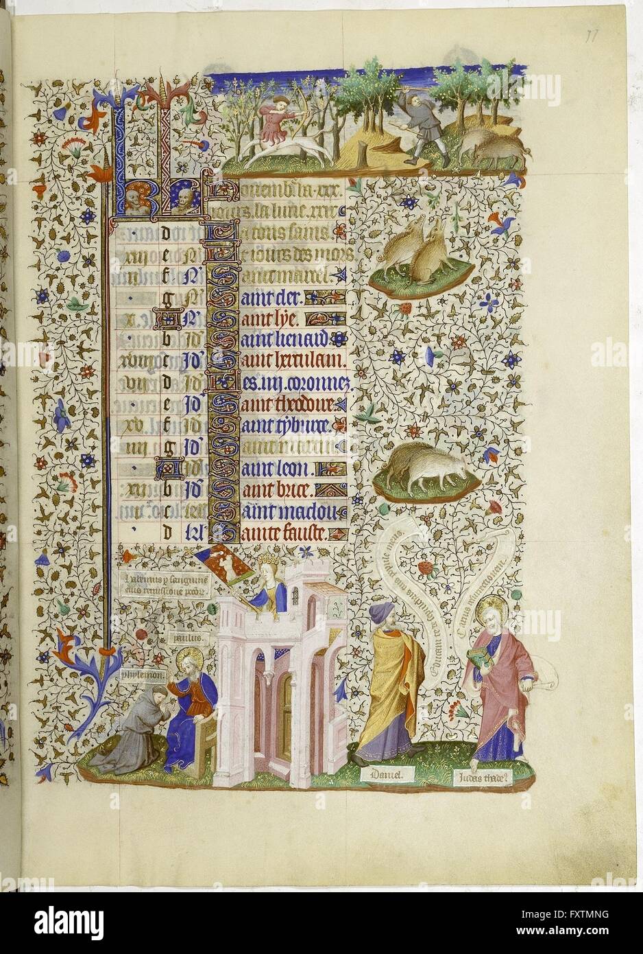 Cod. 1855, fol. 11r: Livre d'Heures: Kalenderseite zu noviembre Foto de stock