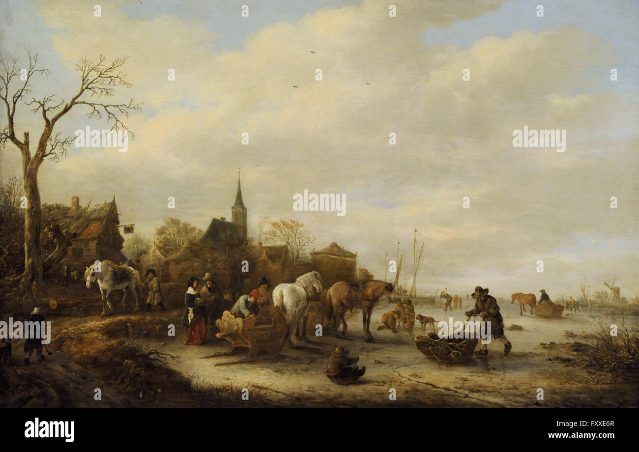 Isaak van Ostade (1621-1649). Pintor holandés. Escena de Invierno, c.1648. El Museo Estatal del Hermitage. San Petersburgo. Rusia. Foto de stock