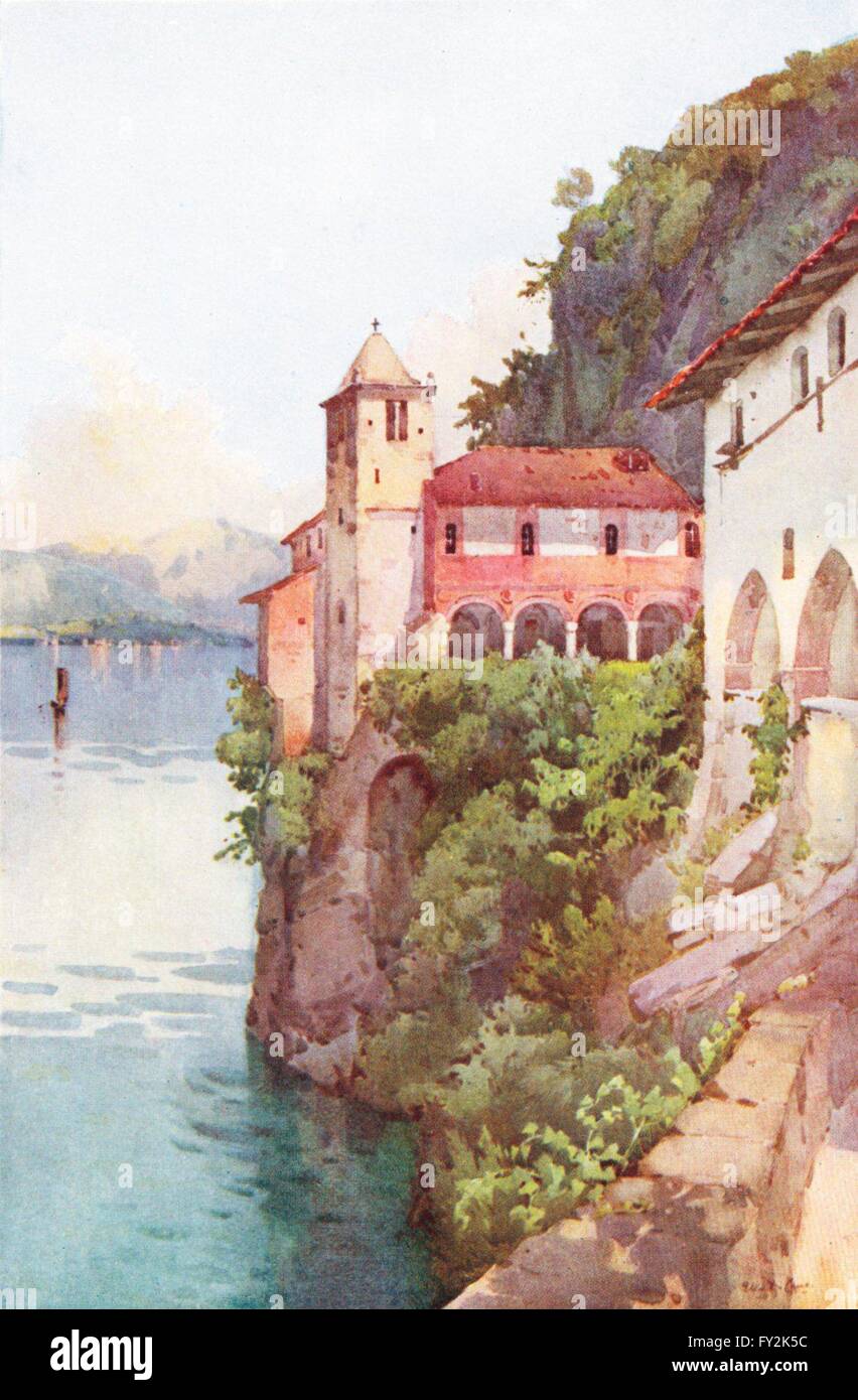 Italia: el Lago Maggiore: Santa Caterina, Lago Maggiore, grabado antiguo 1905 Foto de stock