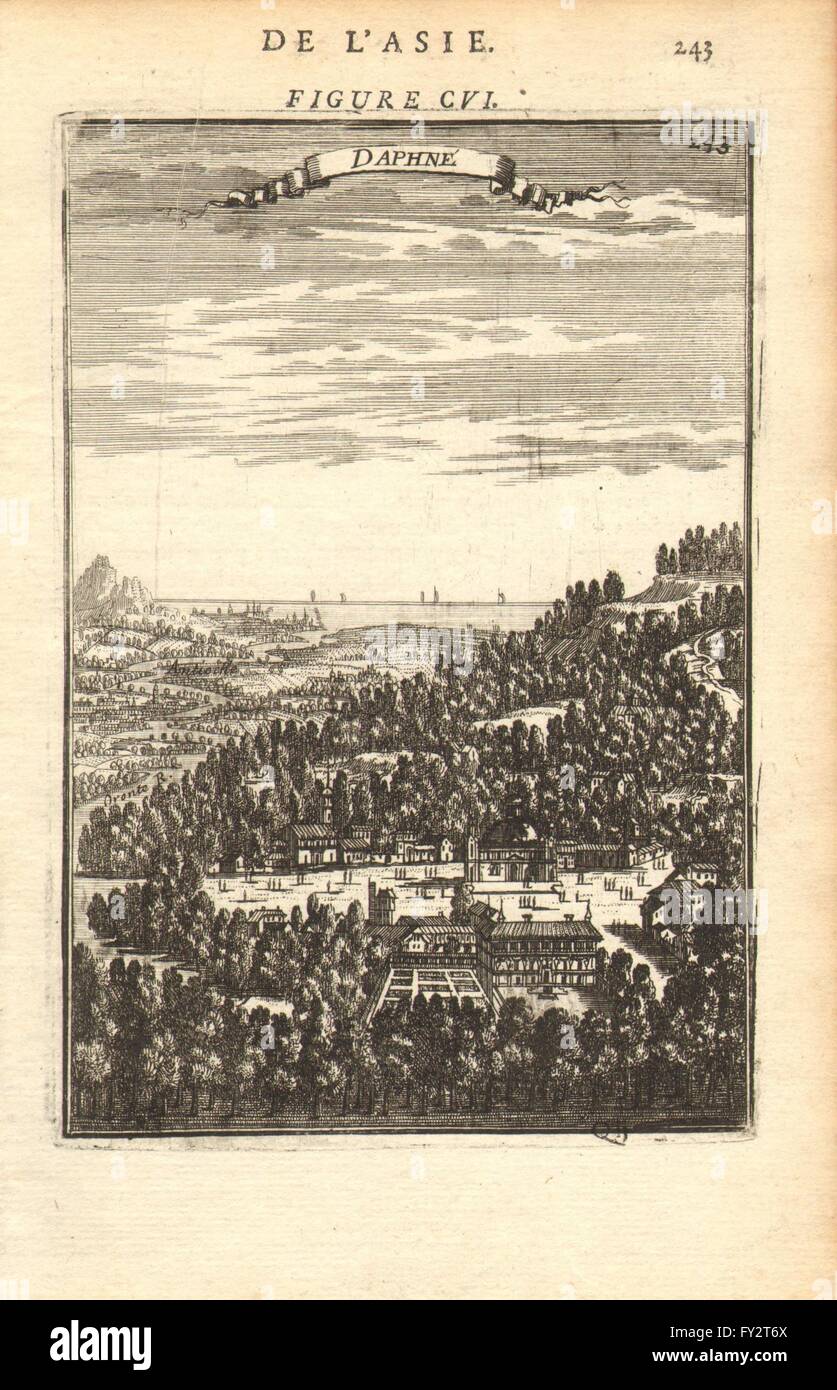 Antioquía: 'Daphné' (DAPHNE) . Antakya. La antigua Siria (ahora Turquía) . MALLET, 1683 Foto de stock