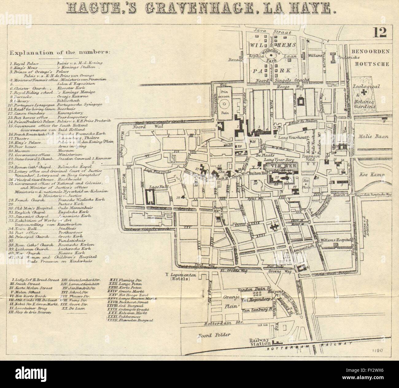 La Haya DEN HAAG 's-Gravenhage LA HAYE: Ciudad del plan. Mapa de la ciudad. BRADSHAW 1890 Foto de stock