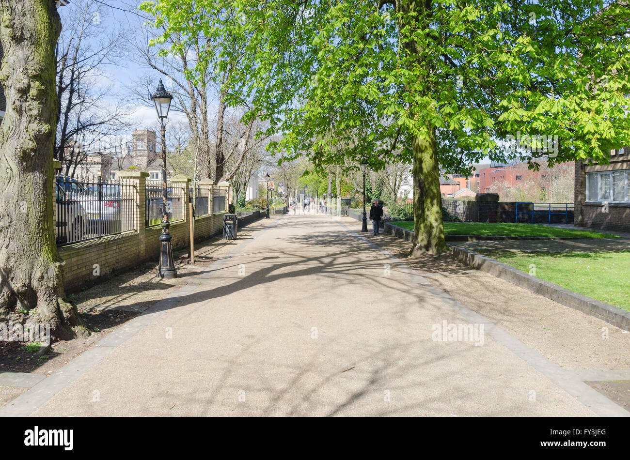 Nuevo Paseo en Leicester en un soleado día de primavera Foto de stock