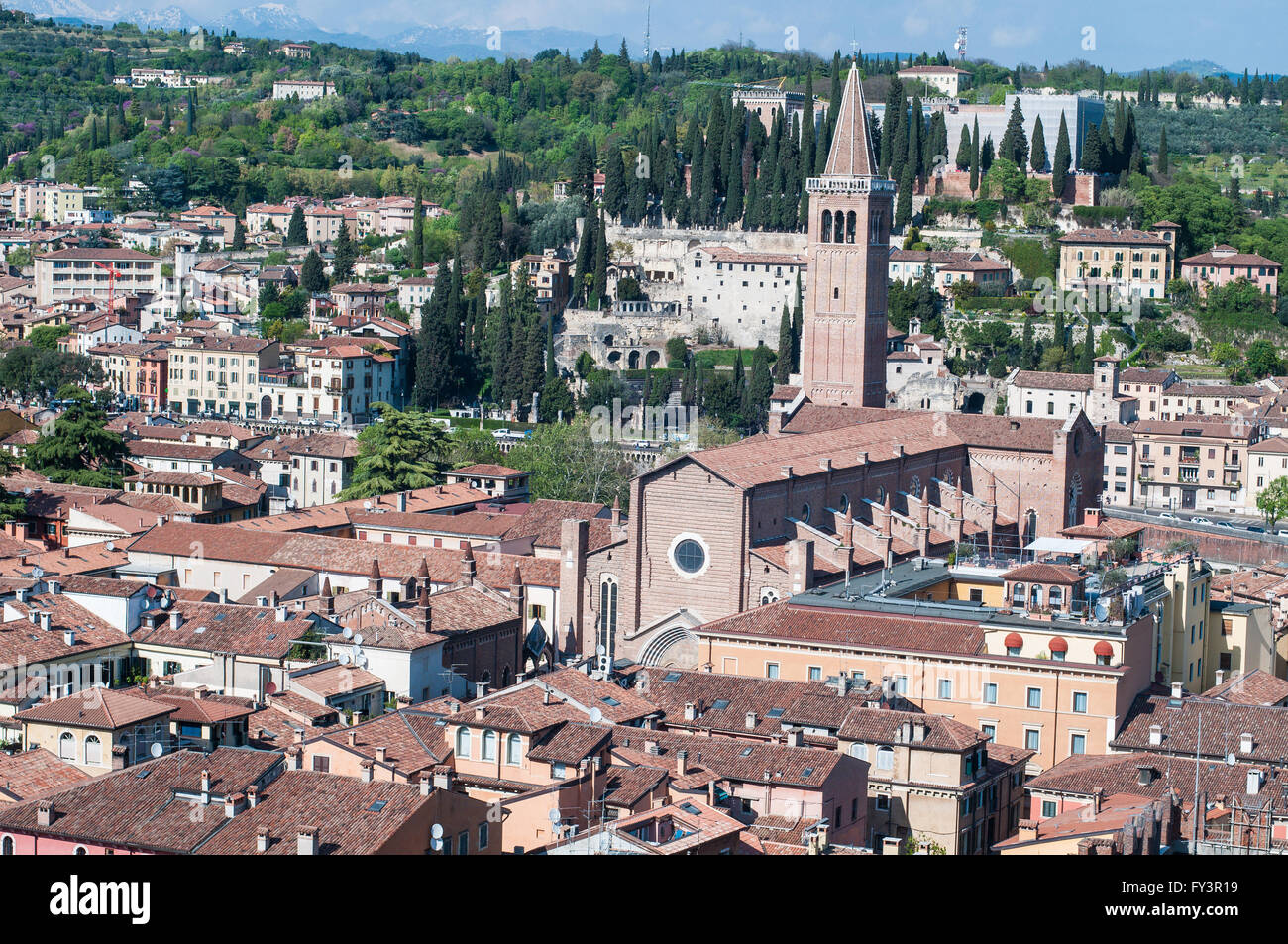 Hermosa vista desde la torre lamberti de Verona. Foto de stock