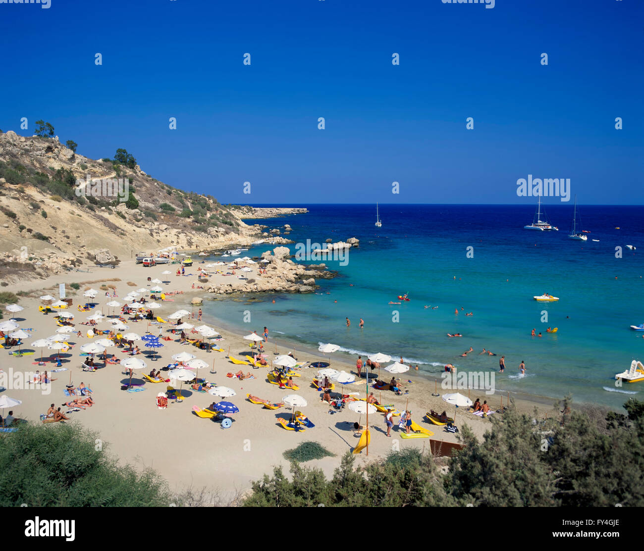 Konnos Bay cerca de Protaras, Ayia Napa, Chipre meridional, Europa Foto de stock