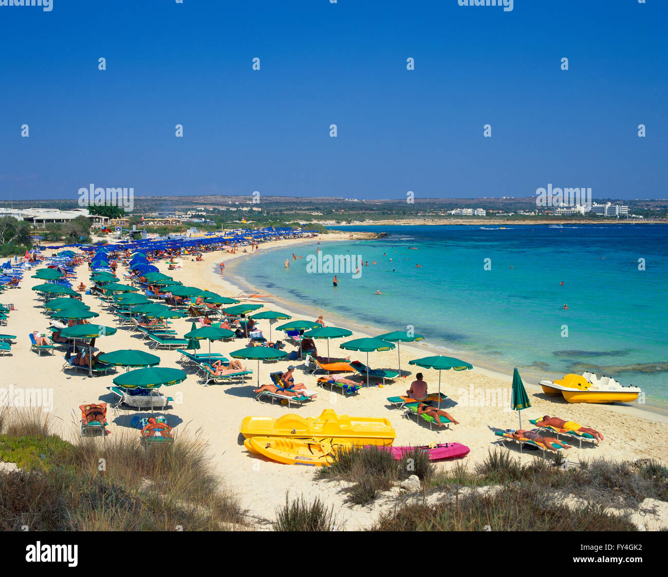 Nissi Beach, Agia Napa, Chipre meridional, Europa Foto de stock