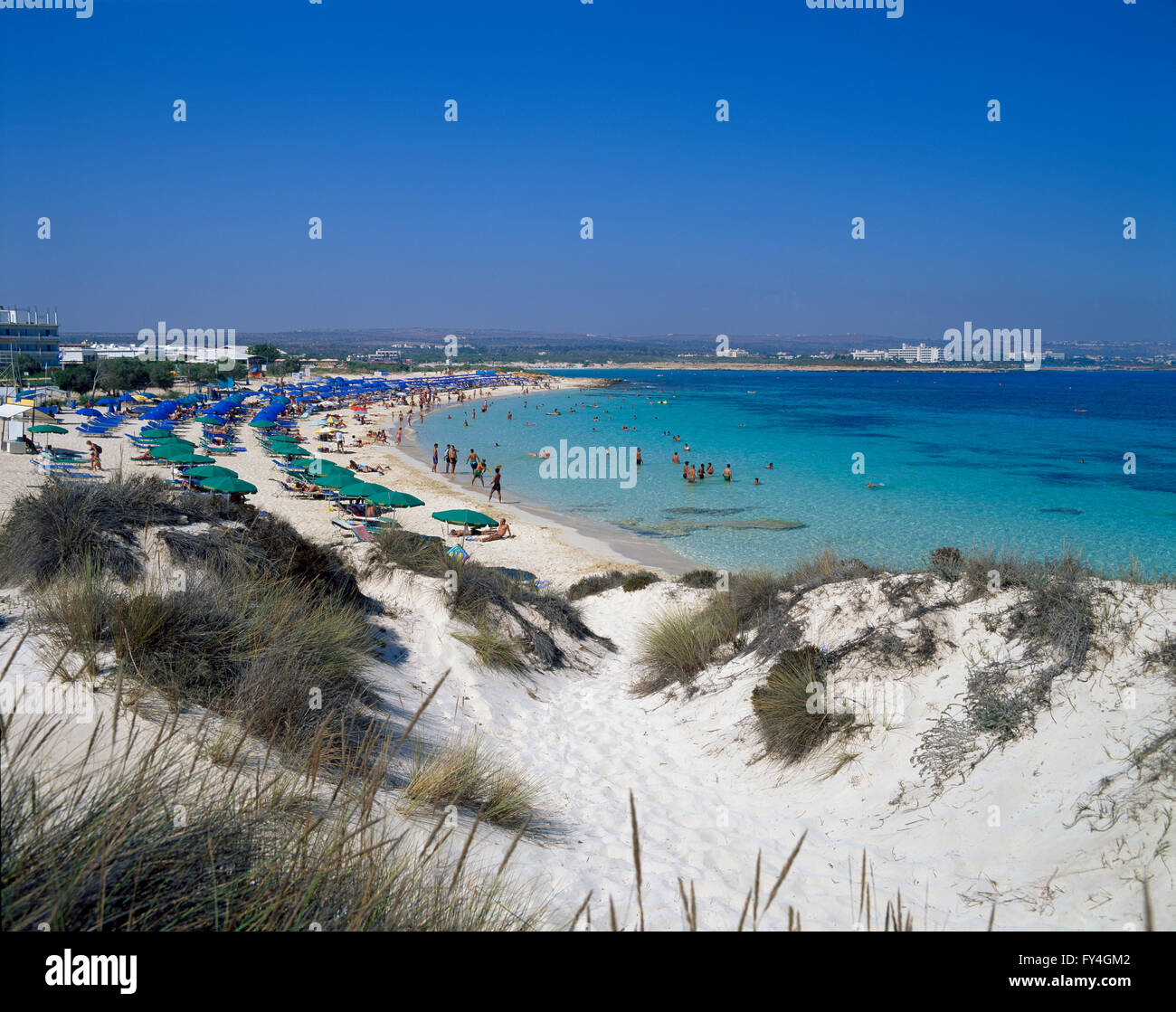 Ayia Napa, la playa, el sur de Chipre, Europa Foto de stock