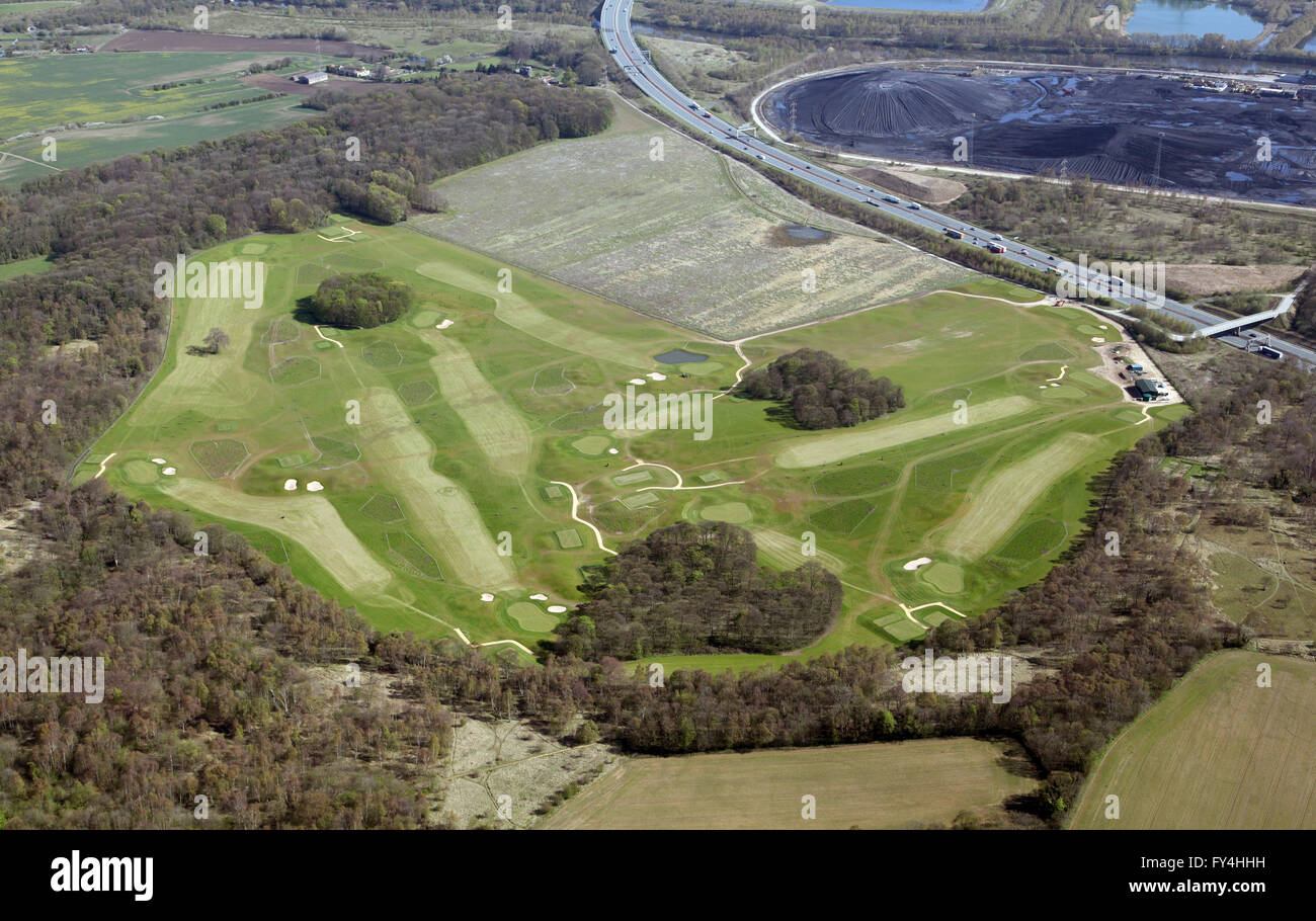 Vista aérea de Ferrybridge Golf Course, Yorkshire, Reino Unido Foto de stock