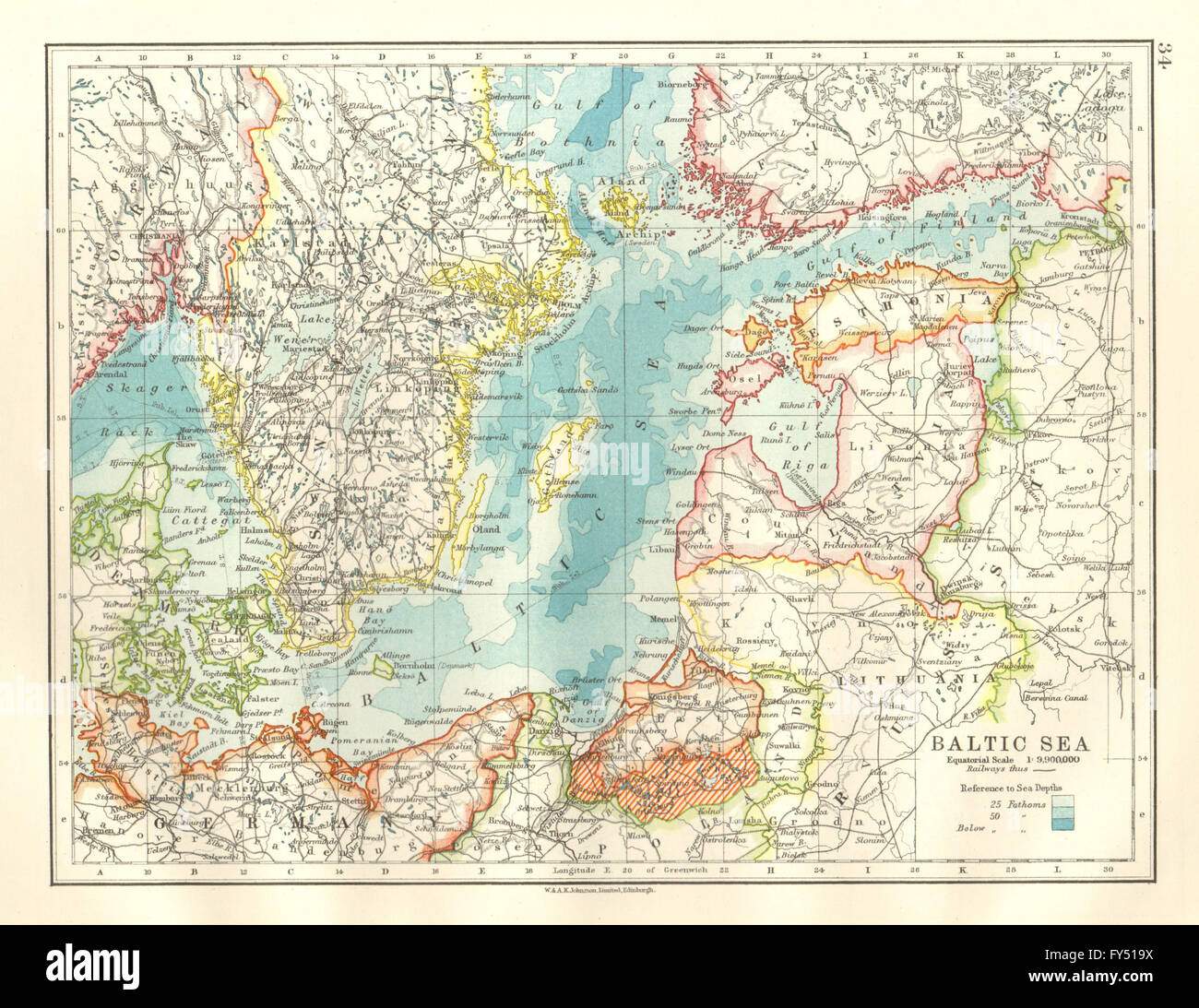 Mar Báltico & Estados recién creados post WW1.Prusia Oriental plebiscito 1920 Mapa de área Foto de stock