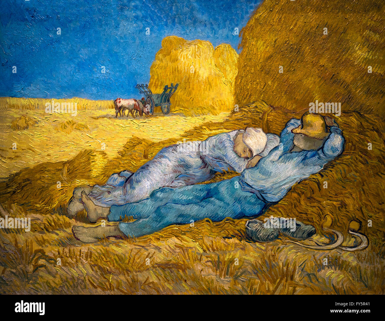 Después de la siesta, el mijo, la sofá cama, La Sieste, de Vincent van Gogh, 1889-1890, el Musee D'Orsay, París, Francia, Europa Foto de stock